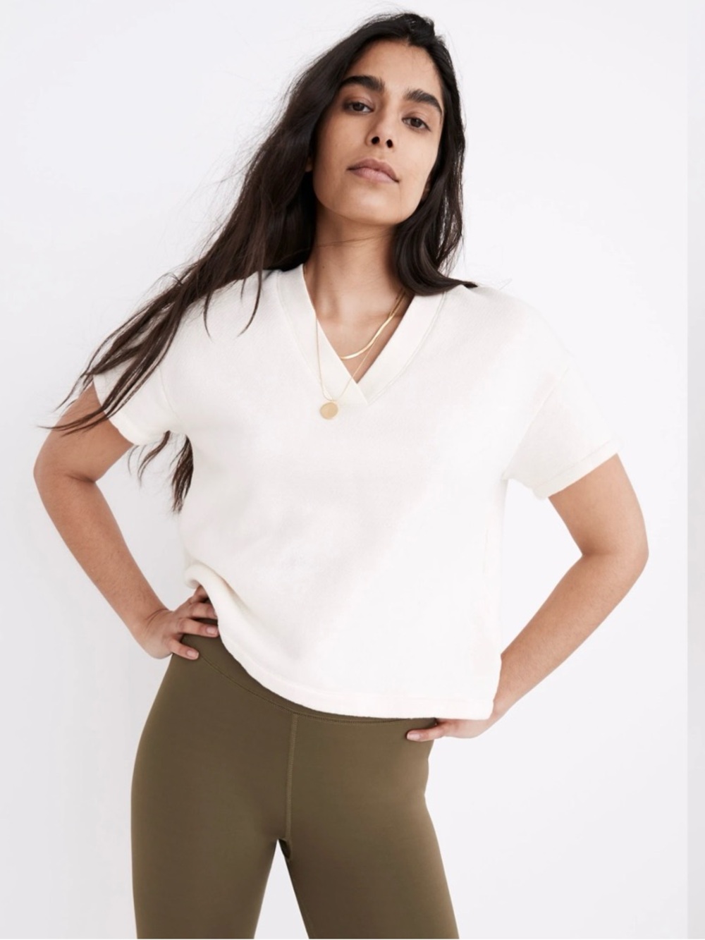 Madewell Airyterry V-Neck Sweatshirt Tee - Size XL